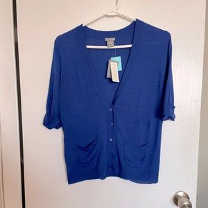 Ann Taylor Lightweight V-Neck Button Sweater - Size M